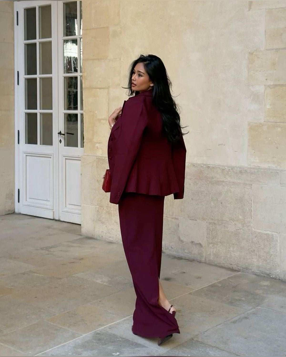 Burgundy outfit