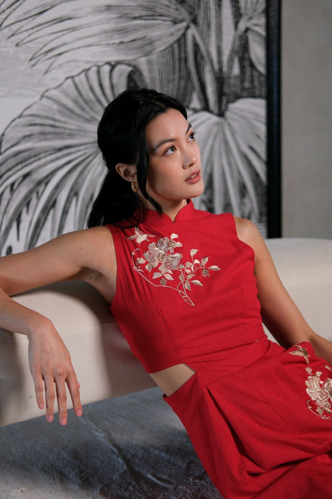 Fuchsia Pink Embroidered Cut-Out Co-ord Set