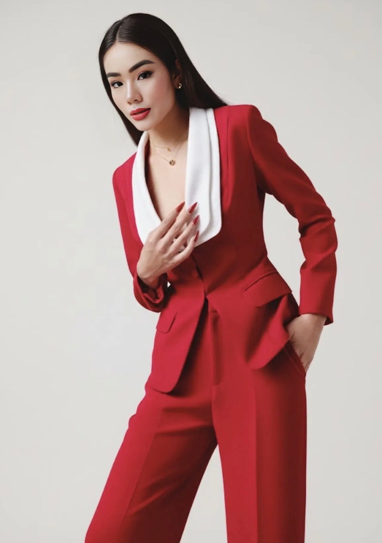 The Red pantsuit