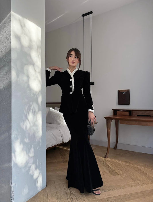 Black velvet suit