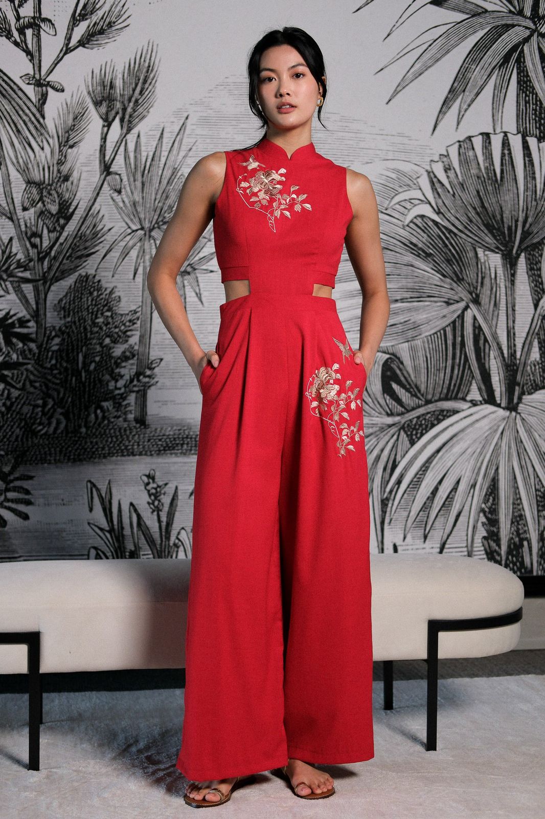 Fuchsia Pink Embroidered Cut-Out Co-ord Set